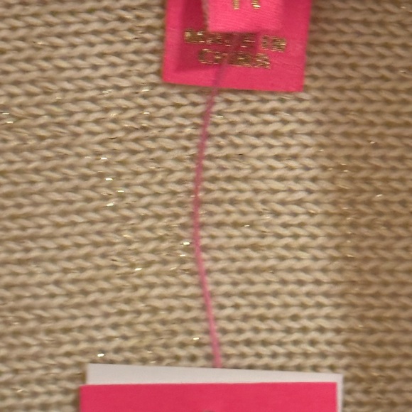 NWT Lilly Pulitzer Tatum Long Fringe Hem Cardigan in Gold Metallic Size Medium - Picture 9 of 11